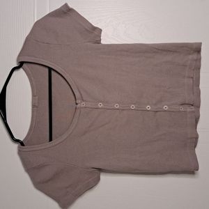 John Galt Ribbed Lavender Button Crop Top Size M